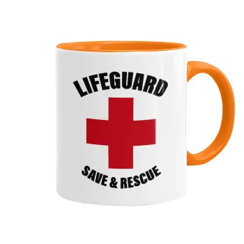 Lifeguard Save & Rescue, Κούπα χρωματιστή πορτοκαλί, κεραμική, 330ml