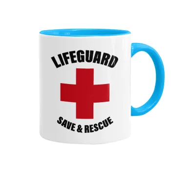 Lifeguard Save & Rescue, Κούπα χρωματιστή γαλάζια, κεραμική, 330ml