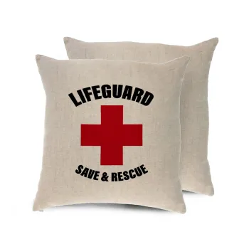 Lifeguard Save & Rescue, Μαξιλάρι καναπέ ΛΙΝΟ 40x40cm περιέχεται το  γέμισμα