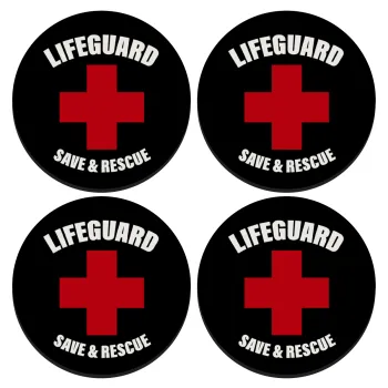 Lifeguard Save & Rescue, ΣΕΤ 4 Σουβέρ ξύλινα στρογγυλά (9cm)