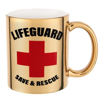 Lifeguard Save & Rescue, Mug ceramic, gold mirror, 330ml