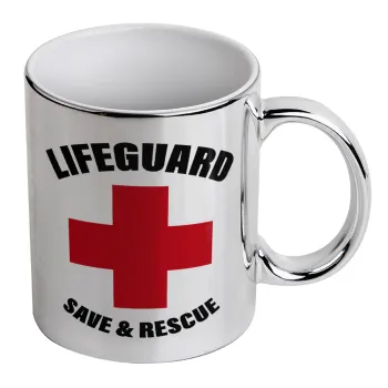 Lifeguard Save & Rescue, Mug ceramic, silver mirror, 330ml
