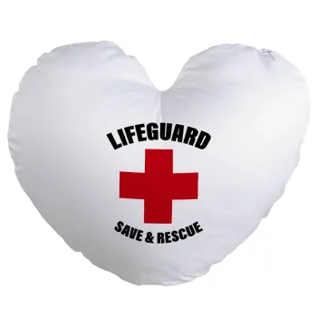 Lifeguard Save & Rescue, Μαξιλάρι καναπέ καρδιά 40x40cm περιέχεται το  γέμισμα