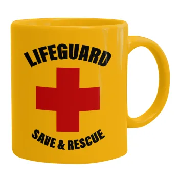 Lifeguard Save & Rescue, Ceramic coffee mug yellow, 330ml