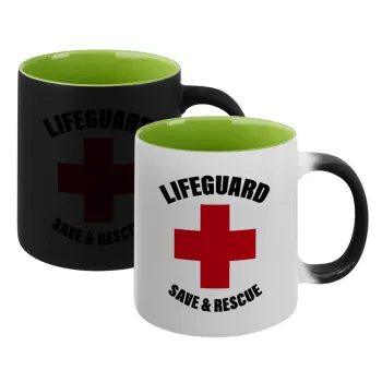 Lifeguard Save & Rescue, Κούπα Μαγική εσωτερικό πράσινο, κεραμική 330ml που αλλάζει χρώμα με το ζεστό ρόφημα