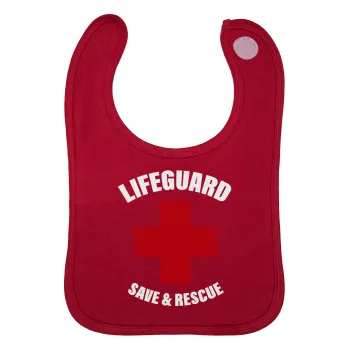 Lifeguard Save & Rescue, Σαλιάρα με Σκρατς Κόκκινη 100% Organic Cotton (0-18 months)