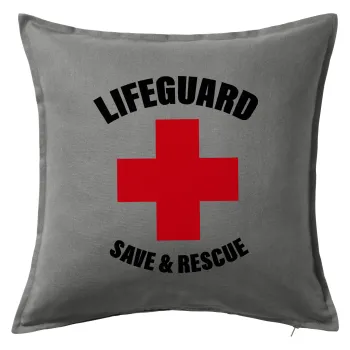 Lifeguard Save & Rescue, Μαξιλάρι καναπέ Γκρι 100% βαμβάκι, περιέχεται το γέμισμα (50x50cm)