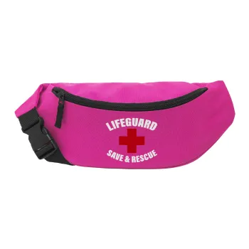 Lifeguard Save & Rescue, Unisex τσαντάκι μέσης (μπανάνα) χρώματος ΡΟΖ με 2 τσέπες