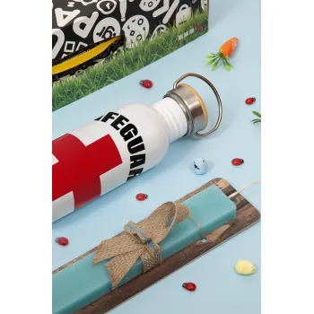 Lifeguard Save & Rescue, Πασχαλινή Λαμπάδα με παγούρι μεταλλικό (620ml, stainless steel) & κερί αρωματικό πλακέ (30cm) (ΤΙΡΚΟΥΑΖ)