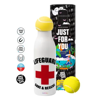 Lifeguard Save & Rescue, Μπάλα τένις μεταλλικό παγούρι θερμός, διπλού τοιχώματος, 550ml