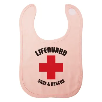 Lifeguard Save & Rescue, Σαλιάρα με Σκρατς ΡΟΖ 100% Organic Cotton (0-18 months)