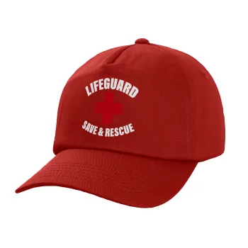 Lifeguard Save & Rescue, Πεντάφυλλο Καπέλο Ενηλίκων Baseball, 100% Βαμβακερό,  Κόκκινο (ΒΑΜΒΑΚΕΡΟ, ΕΝΗΛΙΚΩΝ, UNISEX, ONE SIZE)