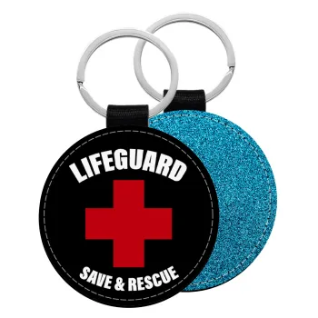 Lifeguard Save & Rescue, Μπρελόκ Δερματίνη, στρογγυλό ΜΠΛΕ (5cm)