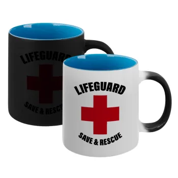 Lifeguard Save & Rescue, Κούπα Μαγική εσωτερικό μπλε, κεραμική 330ml που αλλάζει χρώμα με το ζεστό ρόφημα