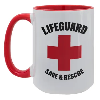 Lifeguard Save & Rescue, Κούπα Mega 15oz, κεραμική Κόκκινη, 450ml