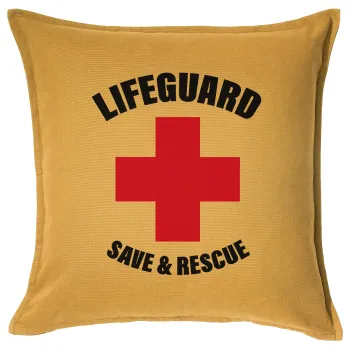 Lifeguard Save & Rescue, Μαξιλάρι καναπέ Κίτρινο 100% βαμβάκι, περιέχεται το γέμισμα (50x50cm)