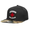 Adult Flat Snapback Hat Black/Camouflage, (100% COTTON TWILL, ADULT, UNISEX, ONE SIZE)
