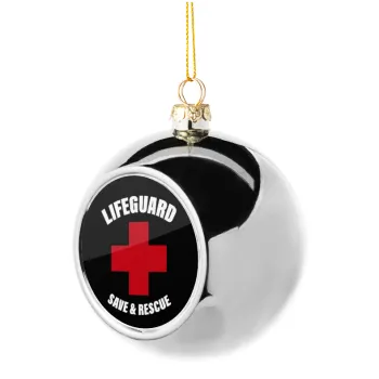 Lifeguard Save & Rescue, Silver 8cm Christmas tree ball ornament