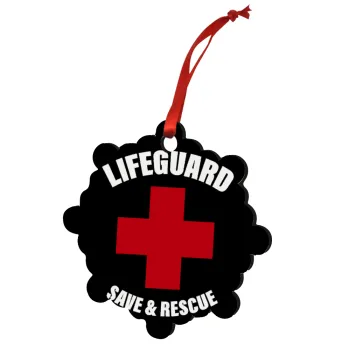 Lifeguard Save & Rescue, Christmas ornament snowflake wooden 7.5cm