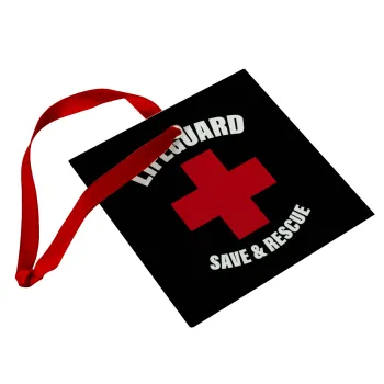 Lifeguard Save & Rescue, Christmas ornament, glass square ornament 9x9cm
