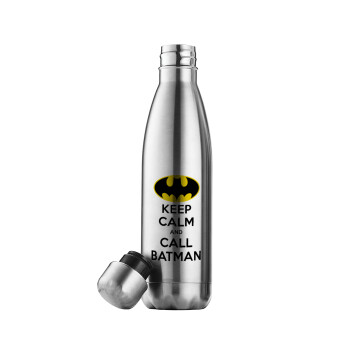 KEEP CALM & Call BATMAN, Μεταλλικό παγούρι θερμός Inox (Stainless steel), διπλού τοιχώματος, 500ml