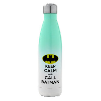 KEEP CALM & Call BATMAN, Metal mug thermos Green/White (Stainless steel), double wall, 500ml