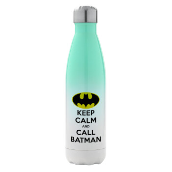 KEEP CALM & Call BATMAN, Μεταλλικό παγούρι θερμός Πράσινο/Λευκό (Stainless steel), διπλού τοιχώματος, 500ml