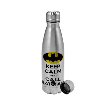 KEEP CALM & Call BATMAN, Metallic water bottle, stainless steel, 750ml