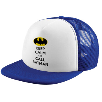 KEEP CALM & Call BATMAN, Καπέλο Soft Trucker με Δίχτυ Blue/White 