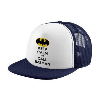 KEEP CALM & Call BATMAN, Καπέλο Soft Trucker με Δίχτυ Dark Blue/White 