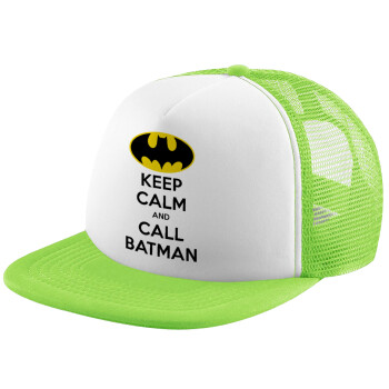 KEEP CALM & Call BATMAN, Καπέλο Soft Trucker με Δίχτυ Πράσινο/Λευκό