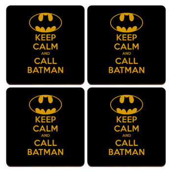 KEEP CALM & Call BATMAN, ΣΕΤ x4 Σουβέρ ξύλινα τετράγωνα plywood (9cm)
