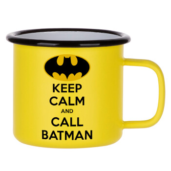KEEP CALM & Call BATMAN, Κούπα Μεταλλική εμαγιέ ΜΑΤ Κίτρινη 360ml