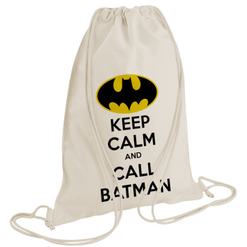 KEEP CALM & Call BATMAN, Τσάντα πλάτης πουγκί GYMBAG natural (28x40cm)