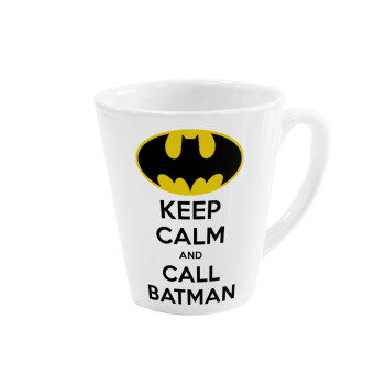 KEEP CALM & Call BATMAN, Κούπα κωνική Latte Λευκή, κεραμική, 300ml