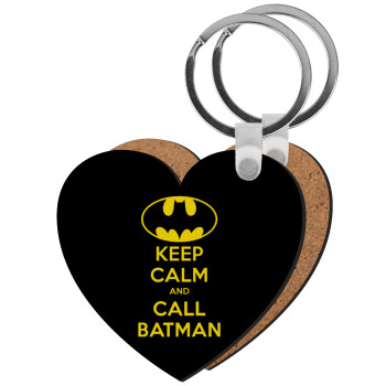 KEEP CALM & Call BATMAN, Μπρελόκ Ξύλινο καρδιά MDF