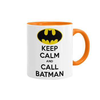 KEEP CALM & Call BATMAN, Κούπα χρωματιστή πορτοκαλί, κεραμική, 330ml