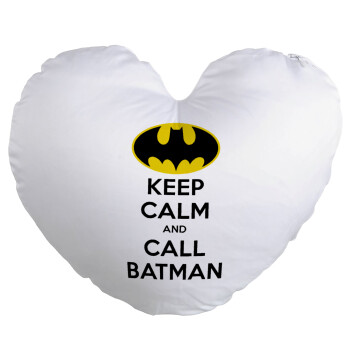 KEEP CALM & Call BATMAN, Μαξιλάρι καναπέ καρδιά 40x40cm περιέχεται το  γέμισμα