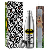 Easter Set, metallic stainless thermos flask (500ml) & scented flat Easter candle (30cm) (GRAY)