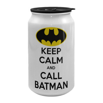 KEEP CALM & Call BATMAN, Κούπα ταξιδιού μεταλλική με καπάκι (tin-can) 500ml