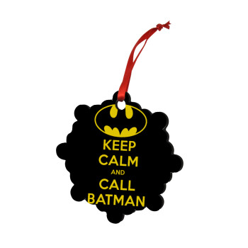 KEEP CALM & Call BATMAN, Χριστουγεννιάτικο στολίδι snowflake ξύλινο 7.5cm