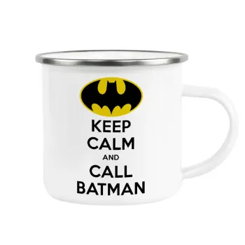 KEEP CALM & Call BATMAN, Κούπα Μεταλλική εμαγιέ λευκη 360ml