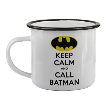 KEEP CALM & Call BATMAN, Κούπα εμαγιέ με μαύρο χείλος 360ml