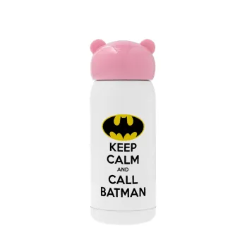 KEEP CALM & Call BATMAN, Ροζ ανοξείδωτο παγούρι θερμό (Stainless steel), 320ml