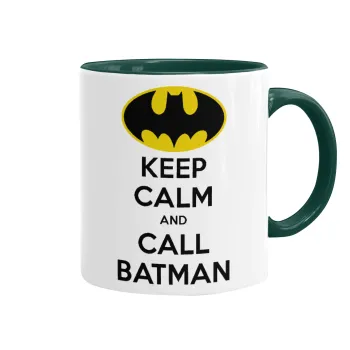 KEEP CALM & Call BATMAN, Κούπα χρωματιστή πράσινη, κεραμική, 330ml