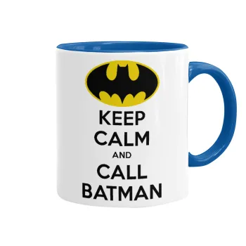 KEEP CALM & Call BATMAN, Κούπα χρωματιστή μπλε, κεραμική, 330ml