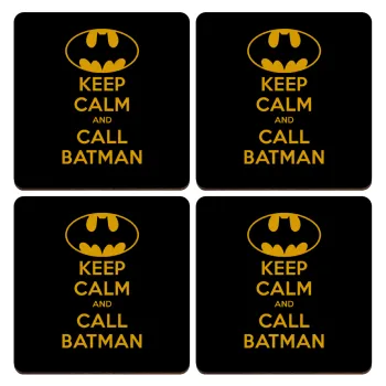 KEEP CALM & Call BATMAN, ΣΕΤ x4 Σουβέρ ξύλινα τετράγωνα plywood (9cm)