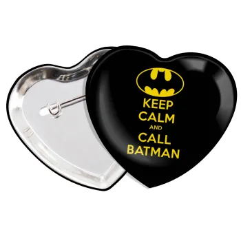 KEEP CALM & Call BATMAN, Κονκάρδα παραμάνα καρδιά (57x52mm)