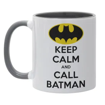 KEEP CALM & Call BATMAN, Κούπα χρωματιστή γκρι, κεραμική, 330ml
