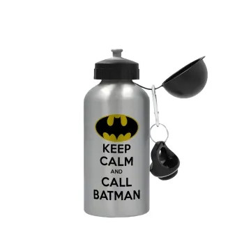 KEEP CALM & Call BATMAN, Μεταλλικό παγούρι νερού, Ασημένιο, αλουμινίου 500ml